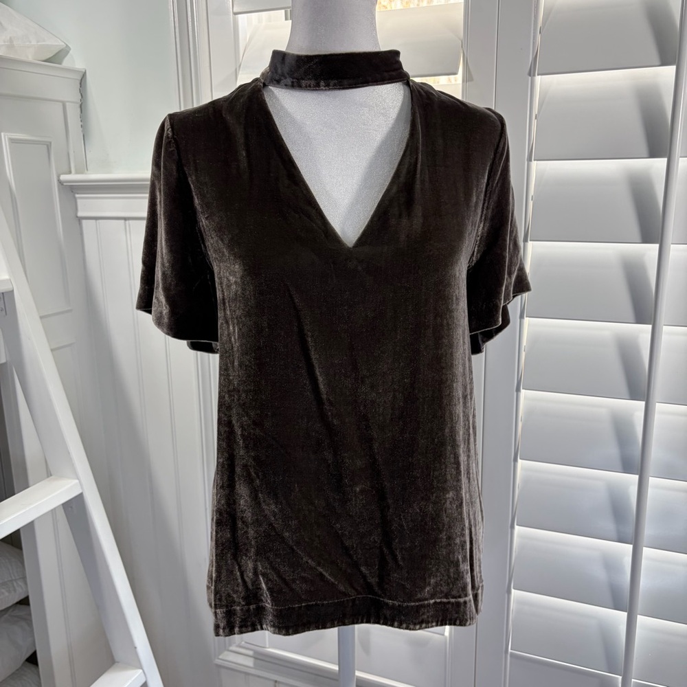 Madewell Velvet Choker Top in Gray - Picture 3 of 9